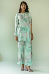 Gul E Noor - Pearl Hue - Pink Green grey - Butter Silk - 2 Piece